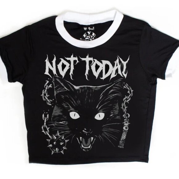 Eye Candy "Not Today" Ringer Cropped Tee – Womens Large - Picture 1 of 7